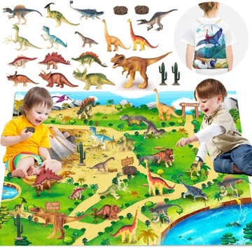 DINOZAURY FIGURKI ZESTAW 16SZT + MATA + PLECAK