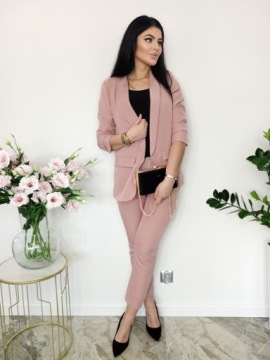 ЖЕНСКИЙ КОСТЮМ ПИДЖАК БРЮКИ ПУДРОВЫЙ РОЗОВЫЙ