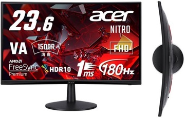 Monitor Acer 24' zakrzywiony ED240 FHD Zakrzywiony 180Hz 1ms AMD FreeSync