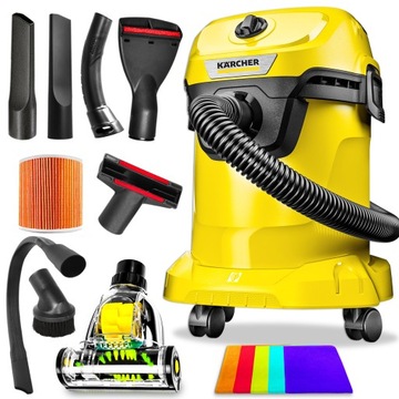 BEZWORKOWY ODKURZACZ WD3 KARCHER KOMPLET SSAWEK TURBOSZCZOTKA ZESTAW PRO XL
