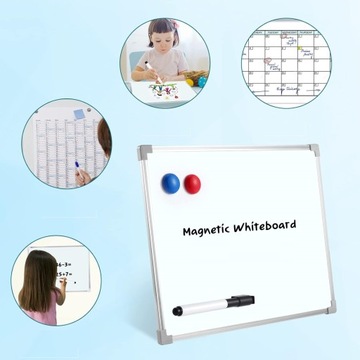 TABLICA SUCHOŚCIERALNA MAGNETYCZNA BIAŁA SZKOŁA BIURO RESTAURACJA FLAMASTER