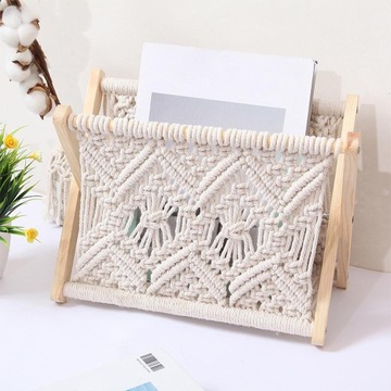colaxi Ręcznie robiony stojak na czasopisma Stojący kosz na gazety Boho DIY