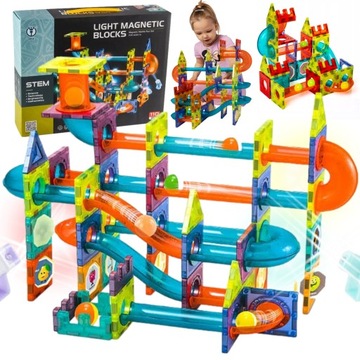 KLOCKI MAGNETYCZNE KONSTRUKCYJNE ŚWIECĄCY TOR 110el 3D MAGNETIC EDUKACYJNE