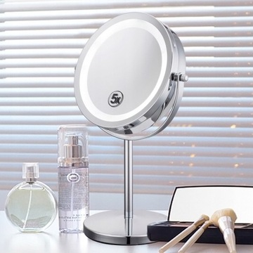 ДВУСТОРОННЕЕ КОСМЕТИЧЕСКОЕ ЗЕРКАЛО С ПОДСВЕТКОЙ И СВЕТОДИОДНОЙ СВЕТОДИОДНОЙ ПОДСВЕТКОЙ