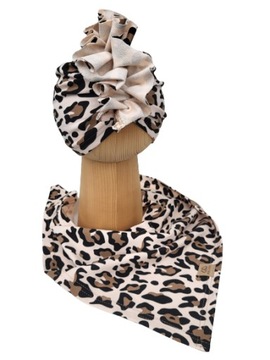 Zestaw Czapka Turban + Chusta Panterka 52-55cm