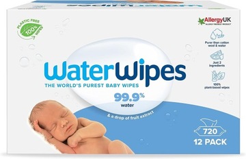 Салфетки влажные детские 720 шт WaterWipes Bio 12 х 60 шт.