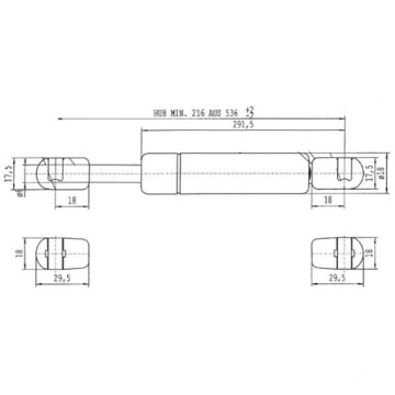 Амортизатор 536 мм газовая пружина 180N шар 04415