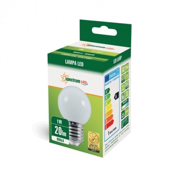 Żarówka LED E27 1W ZIMNA CW kulka do GIRLAND 20lm