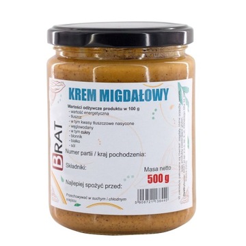 KREM Z MIGDAŁÓW 500g Masło orzechowe migdałowe
