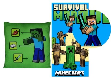 ZESTAW MINECRAFT PODUSZKA + RĘCZNIK KLOCKI GRA PIKSELE DLA DZIECKA PREZENT
