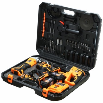 ОГРОМНЫЙ НАБОР ИНСТРУМЕНТОВ АККУМУЛЯТОРНАЯ БАТАРЕЯ 3X 4 Ач 21 В 4 в 1 ПОЛОТОЧНАЯ ШЛИФОВАЛЬНАЯ МАШИНА ОТВЕРТКА КЛЮЧ