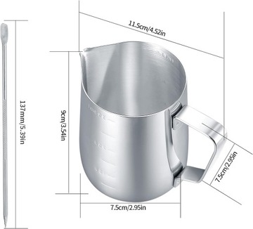 НЕРЖАВЕЮЩАЯ СТАЛЬ КУВШИН ДЛЯ ВСПЕНКИ МОЛОКА КРУЖКА МОЛОЧКА + ПЕРО