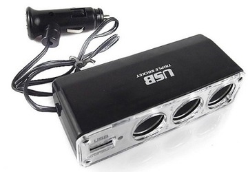 ROZDZIELACZ ROZGAŁĘŹNIK ZAPALNICZKI + USB 3WEJŚCIA