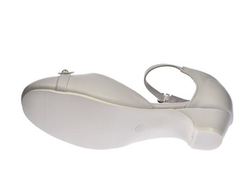 Белые балетки на высоком каблуке для причастия, размер 61/24. 35