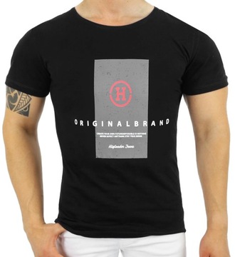 T-SHIRT MĘSKI KOSZULKA PRINT NADRUK ELASTAN JAKOŚĆ
