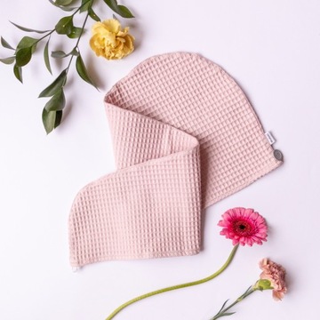 Turban na włosy, ręcznik na głowę RÓŻOWY