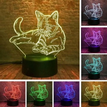 3D LED USB ночник + пульт в подарок Кот