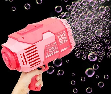 БАЗУКА ПУЗЫРЕВАЯ МАШИНА ПИСТОЛЕТ ДЛЯ МЫЛЬНЫХ ПУЗЫРЕЙ 132 ОТВЕРСТИЯ СВЕТОДИОДНЫЙ АВТОМАТИЧЕСКИЙ