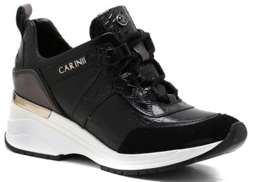 Sneakersy czarne CARINII B5787-H20-E50 skóra koturn