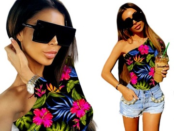 MODERN ASYMMETRIC PINK BLUCE ON ONE ARM различные цвета M/L