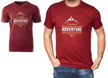 Koszulka męska HI-TEC z nadrukiem bordowa klasyczna t-shirt lore XL