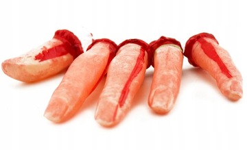 ODCIĘTE SZTUCZNE PALCE HALLOWEEN KREW 5SZT FINGERS