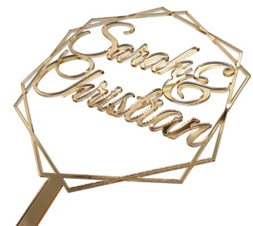 Топпер с именами жениха и невесты ИМЕНА золотое зеркало