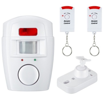 ALARM BEZPRZEWODOWY 105dB CZUJNIK RUCHU 2 PILOTY