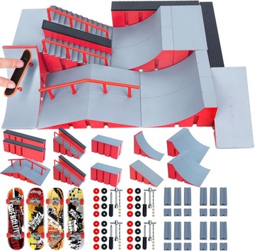 6 W 1 FINGERBOARD RAMPA ZESTAW SKATEPARK + 4 DESKOROLKA