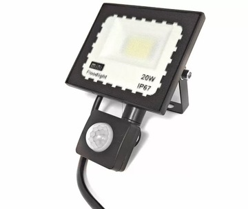 HALOGEN CZUJNIK RUCHU I ZMIERZCHU LAMPY ROBOCZE ŚCIENNE MOCNA 20W