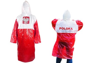 PELERYNA PREZESA PŁASZCZ KIBICA PRZECIWDESZCZOWY FLAGA POLSKI Z GODŁEM