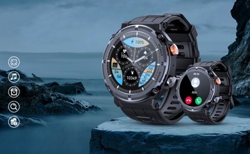 SMARTWATCH ZEGAREK MĘSKI WODOODPORNY 5ATM WOJSKOWE SPORTOWY WATCH C21PRO