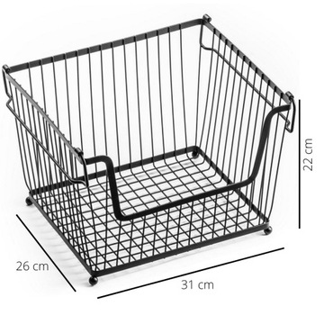 КОРЗИНА Корзина для ФРУКТОВ И ОВОЩЕЙ, металл, черная, двухъярусная, штабелируемая, 2 шт.
