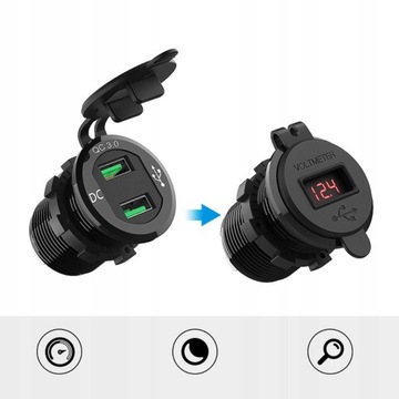 Зарядное устройство для мотоцикла, 2 разъема USB QC для прикуривателя