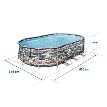 Каркасный бассейн 610 см x 366 см x 122 см, Power Steel Swim