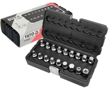 YATO ZESTAW KLUCZY NASADEK DO KORKÓW SPUSTOWYCH OLEJU 18el.