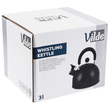 ЧЕРНЫЙ стальной чайник со свистком для закипания воды для плиты объемом 2,4 л.