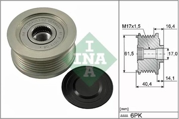 ALTERNÁTOR - SPOJKA JEDNOSMĚR SCHAEFFLER INA 535 0115 10