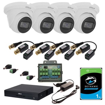 DAHUA zestaw kamer monitoringu CCTV 4x5MP MIKROFON