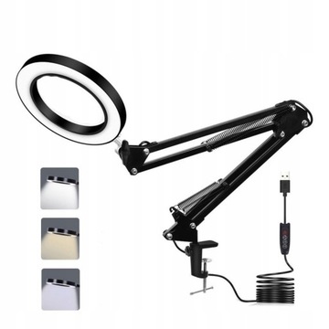 LAMPA STOŁOWA Z 5-krotną lupą I 3 tryby kolorów