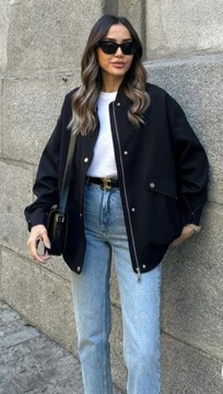 Zara kurtka s 36 bomber bomberka czarna oversize