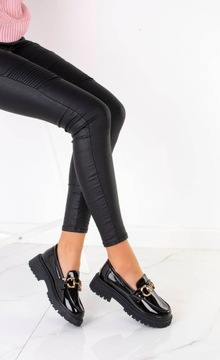 7202 ЧЕРНЫЕ ОКРАШЕННЫЕ ЛОФЕРЫ С ЦЕПОЧКОЙ 40