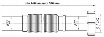 ГИБКИЙ ВЫДВИЖНОЙ СИФОН ДЛЯ УМЫВАЛЬНИКА С ХРОМИРОВАННОЙ ПРОБКОЙ CLICK-CLACK