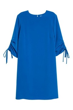 H&M Krótka sukienka z rękawami 3/4 chabrowa 36 S