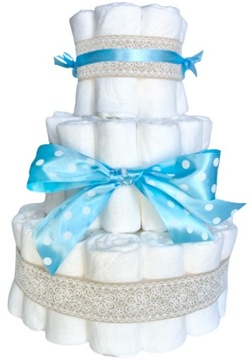 Tort z pieluch ZESTAW z KARTKĄ baby shower CHRZEST