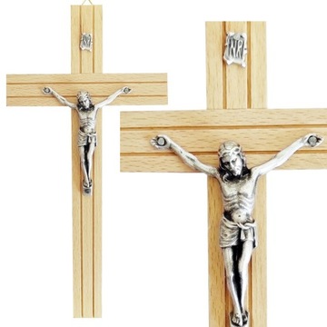 PIĘKNY DREWNIANY KRZYŻ WISZĄCY NA ŚCIANĘ 16 cm JO