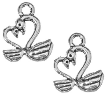 s14 ZAWIESZKI CHARMS ŁABĘDŹ 6szt ŁABĘDZIE METALOWE