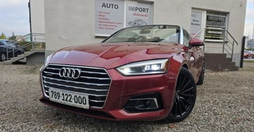 Audi A5 F5 Cabrio 2.0 TFSI 252KM 2018 Audi A5 Cabrio 2,0 benzyna 252 KM Quattro NAVI Full LED zarejestrowany 2.0