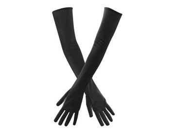 Rękawiczki karnawałowe czarne 60 cm wieczorowe