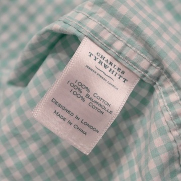 CHARLES TYRWHITT _ ORYGINALNA W KRATĘ KRÓTKA KOSZULA Z LOGO _ XXXL